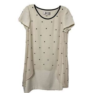 Mark and James By Badgley Mischka Dress Sz M Cream‎ Black Beading Silky Feminine